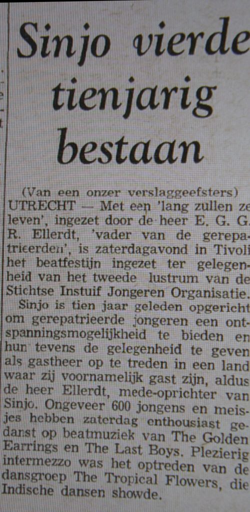 The Golden Earrings newspaper show review December 03, 1966 Utrecht - Tivoli-Sinjo Centrum